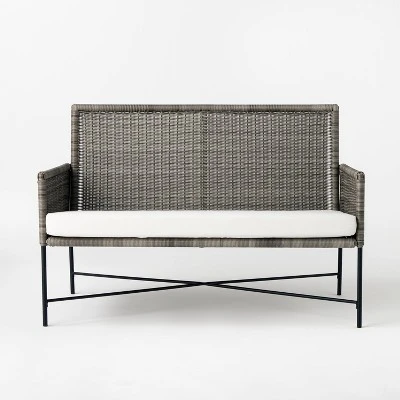 Wicker & Metal X Frame Patio Loveseat - Gray - Threshold™ Designed With Studio McGee 2 Wicker & Metal X Frame Patio Loveseat - Gray - Threshold™ Designed With Studio McGee - Image 2