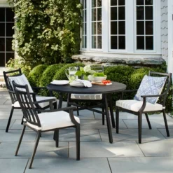 Fairmont 4-Person Round Patio Dining Table Black - Threshold™