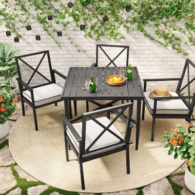 Searsburg Aluminum 4 Person Slat Top Square Patio Dining Table, Outdoor Furniture - Threshold™ 1 Searsburg Aluminum 4 Person Slat Top Square Patio Dining Table, Outdoor Furniture - Threshold™