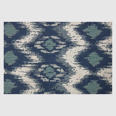 Ikat Outdoor Rug Blue - Threshold 2 Ikat Outdoor Rug Blue - Threshold - Image 2