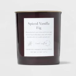 Clear Colored Glass With Woodwick And Brass Metal Inset Lid Spice Vanilla Fig Candle Purple - Threshold™ 9 Clear Colored Glass With Woodwick And Brass Metal Inset Lid Spice Vanilla Fig Candle Purple - Threshold™ -Threshold Outdoor Deals Store GUEST 164b0c6a 9ab3 436c a9d4 968eb3e3b85f