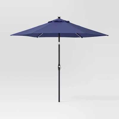 9'x9' Market Solar Patio Umbrella - Black Pole - Threshold™ 6 9'x9' Market Solar Patio Umbrella - Black Pole - Threshold™ - Image 6