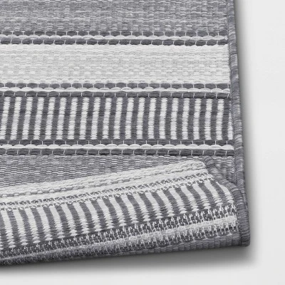 7'x10' Striped Rectangular Woven Outdoor Area Rug Charcoal Gray/Ivory - Threshold™ 3 7'x10' Striped Rectangular Woven Outdoor Area Rug Charcoal Gray/Ivory - Threshold™ - Image 3