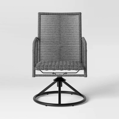 2pc Granby Padded Wicker Outdoor Patio Dining Chairs Swivel Chairs Gray - Threshold™ 3 2pc Granby Padded Wicker Outdoor Patio Dining Chairs Swivel Chairs Gray - Threshold™ - Image 3