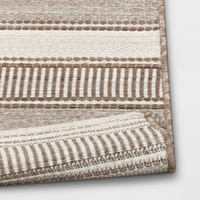 5' X 7' Woven Stripe Outdoor Rug Khaki/Ivory - Threshold™ 3 5' X 7' Woven Stripe Outdoor Rug Khaki/Ivory - Threshold™ - Image 3