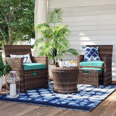 Halsted 5pc Wicker Small Space Patio Furniture Set - Threshold 1 Halsted 5pc Wicker Small Space Patio Furniture Set - Threshold
