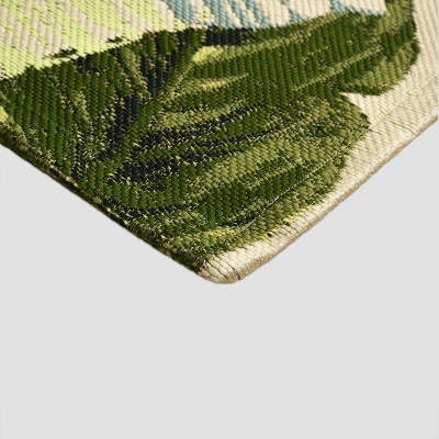 9'x12' Vacation Tropical Rectangular Woven Outdoor Area Rug Green - Threshold™ 1 9'x12' Vacation Tropical Rectangular Woven Outdoor Area Rug Green - Threshold™