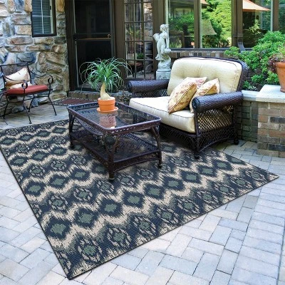 Ikat Outdoor Rug Blue - Threshold 3 Ikat Outdoor Rug Blue - Threshold - Image 3