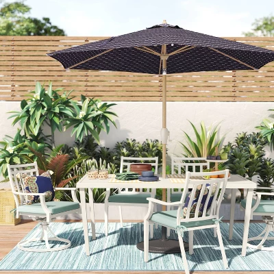 9'x9' Arete Market Patio Umbrella Navy - Threshold™ 1 9'x9' Arete Market Patio Umbrella Navy - Threshold™