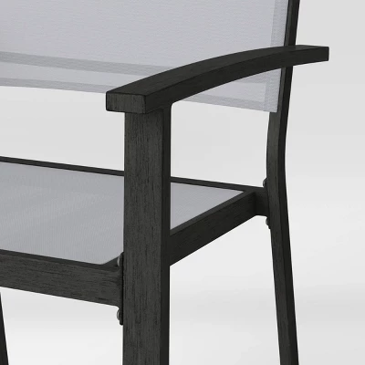 2pc Ryegate Weathered Teak Sling Outdoor Patio Dining Chairs Arm Chairs Gray - Threshold™ 4 2pc Ryegate Weathered Teak Sling Outdoor Patio Dining Chairs Arm Chairs Gray - Threshold™ - Image 4