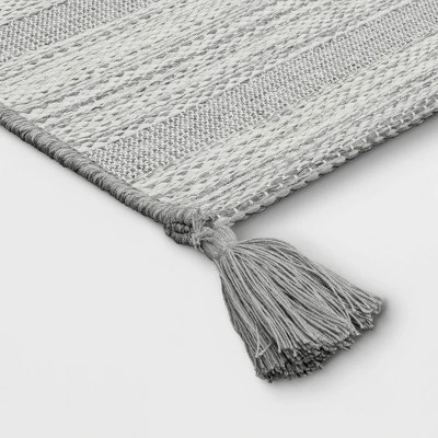 5' X 7' Striped Tapestry Outdoor Rug Charcoal Gray - Threshold™ 2 5' X 7' Striped Tapestry Outdoor Rug Charcoal Gray - Threshold™ - Image 2