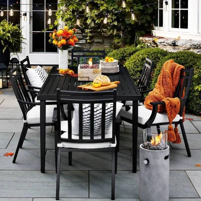 Fairmont Rectangle Steel Patio Dining Table, Outdoor Furniture - Black - Threshold™ 7 Fairmont Rectangle Steel Patio Dining Table, Outdoor Furniture - Black - Threshold™ - Image 7