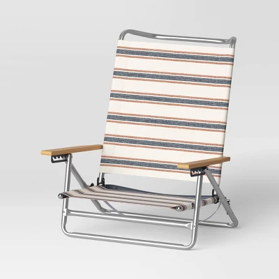 5 Position Beach Chair With Aluminum Frame & Wood Arms - Threshold™ 8 5 Position Beach Chair With Aluminum Frame & Wood Arms - Threshold™ - Image 8