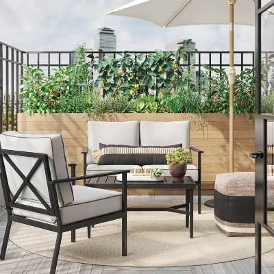 Searsburg Aluminum Deep Seating Outdoor Patio Chair, Club Chairs Black - Threshold™ 1 Searsburg Aluminum Deep Seating Outdoor Patio Chair, Club Chairs Black - Threshold™