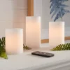 3pk 6" X 3" LED Flameless Black Wick Candles White - Threshold™