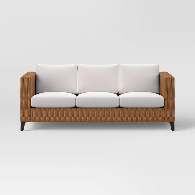 Brookfield Steel Wicker Patio Sofa - Light Brown - Threshold™ 2 Brookfield Steel Wicker Patio Sofa - Light Brown - Threshold™ - Image 2