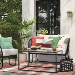 5'x7' Dashed Stripe Outdoor Rug Warm - Threshold™