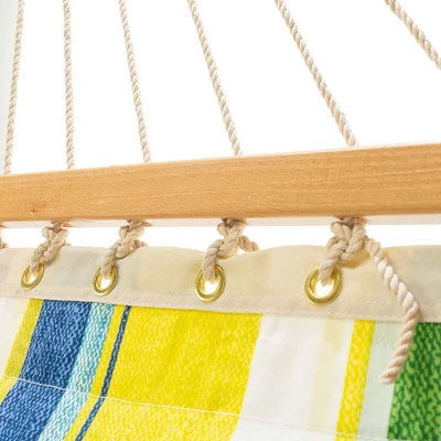 11.3' Pillowtop Outdoor Fabric Hammock Summer Stripe Yellow/Red/Blue - Threshold™ 2 11.3' Pillowtop Outdoor Fabric Hammock Summer Stripe Yellow/Red/Blue - Threshold™ - Image 2
